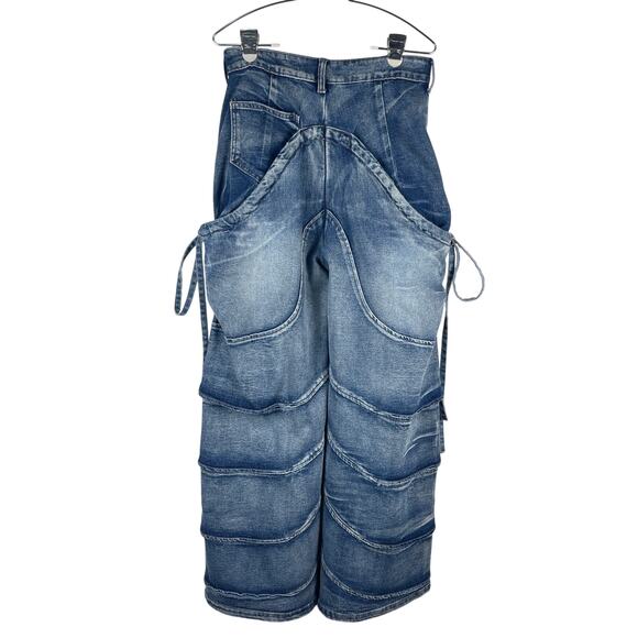 Akira ride the wave wide leg denim jeans Acid Wash Women's Size 27 5 Grunge Rave - Picture 5 of 14